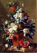 unknow artist, Floral, beautiful classical still life of flowers.054